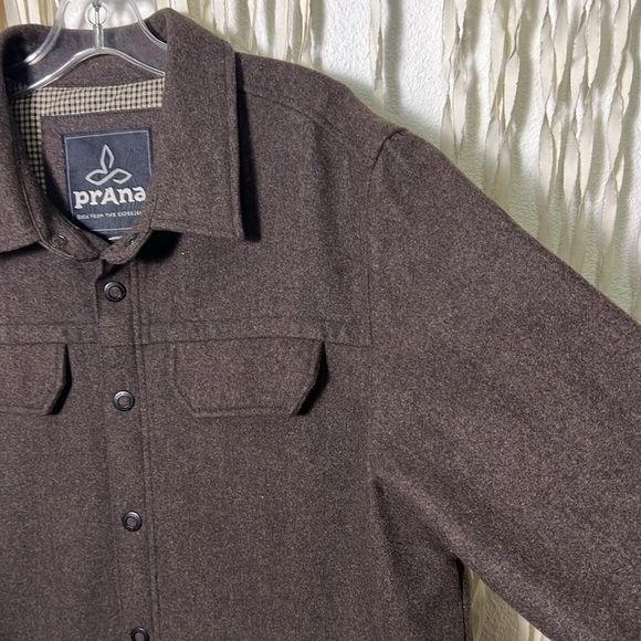 Men's Prana Wooley Shirt Jacket Size Large in Chocolate - Picture 3 of 12